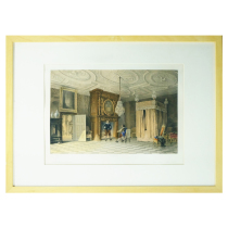 1860 Etching and carving concave copperplate Grand Marshal Wrangel Bedroom in Sweden