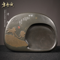 Qingqu Fang Xuebin makes inkstone Anhui She Yan Wen Fang four treasure inkstone stone natural Ali auction