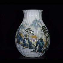 CQ2678 Qing Dynasty Yongzheng style pastel landscape with family pattern melon edge zun