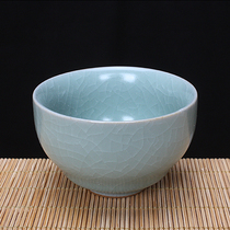 Ru porcelain jade green Master Cup Wang Zhenyu Henan Province Arts and crafts master origin Ru kiln agate glaze