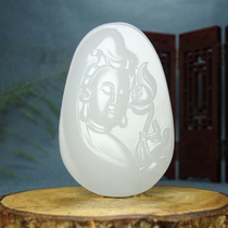 One day loss of a missing white jade Guanyin Bodhisattva pendant jade virtuoso works