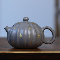 Special offer National Worker Mo Shunxian Linghua Xishi Green stucco sprinkled gold 230cc Yixing famous handmade purple sand pot