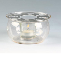 Flower teapot heated with transparent glass insulation base green insulation disc candlestick heat - resistant nitrogen