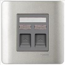 Qisheng switch socket Schneider tap series panel silver gray computer telephone socket 