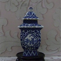  Jingdezhen antique porcelain Republic of China blue and white figure figure tower-shaped jar Old jar Antique antique thrift old goods collection