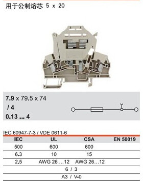 ZSI 2.5 Weidmiller Fuse Terminal Fuse Terminal 1616400000