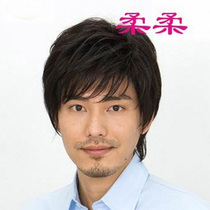 Real hair wig mens fashion Korean version handsome middle-aged mens short luminous head Middle-aged mens wig set full headgear