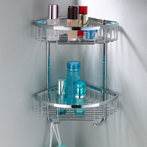 Bathroom shelf Wall-mounted shower room bathroom double triangular basket Stainless steel mesh basket corner rack storage rack