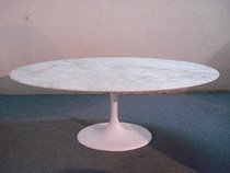 Natural marble oval tea table upscale art coffee table small table Marble Coffee Table