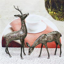 Pakistan new handicrafts bronze carving couple Fu Shou deer home living room decorations festival gifts
