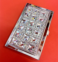  Korean guests make crystal diamond rhinestone fashion creative stainless steel ladies business business card box clip