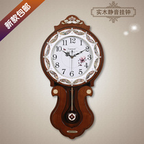 TQJ Korean version wood hanging bell color shell quartz clock table Book room Living room mute clock hanging watch pendulum