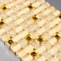 Jiayin crystal ice crack mosaic yellow European glass bathroom TV background wall imitation gold shoe cabinet
