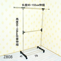 Stainless steel single pole hanger floor-to-ceiling drying rack indoor double-layer hanger balcony quilt rack clothing rack increased