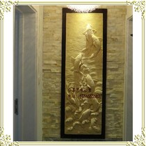 Sandstone round carving sandstone relief background wall Carp jumping dragon gate Leisure place club courtyard decoration materials