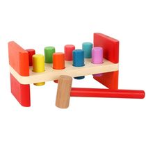 Wooden childrens Enlightenment educational toy piling and beating 1-3 year old baby wooden color piling table beating table