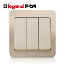 Rogrand switch socket panel Yiden fine gold pattern three open dual control with fluorescent three position bipolar power supply Type 86