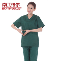 Nightingale wash clothes short sleeve cotton dark green men and women surgical clothes doctor clothing brush hand clothing operating room isolation gown