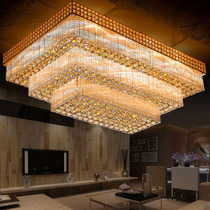Modern simple golden living room lamp fashion rectangular led ceiling lamp crystal lamp atmospheric hall crystal lamp