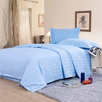 Bed sheet Single double cotton sky blue satin college dormitory blue satin duvet cover pillowcase 3-piece set