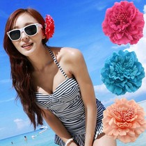 New beach accessories hairclip hair accessories hats seaside holiday big flowers floral headdress headdress woolen cloth Peony