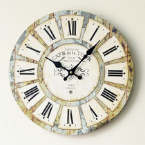 ZAKKA creative nostalgic Roman numerals wall sticker clock Restaurant decoration clock solid wood mute wall clock 0002B4