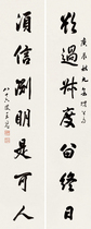 Art micro-spray Wang Tong Yu Gengchen running book seven words couplet 30x75cm