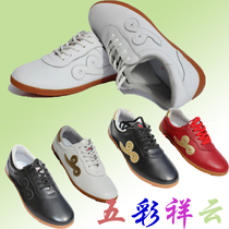 Qiao Shang Taiji shoes head layer soft cowhide non-slip beef tendon training shoes White Black auspicious cloud martial arts shoes competition shoes