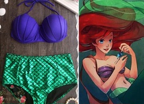 Pearl shell FHC high waist split swimsuit small breast bikini MERMAID swimsuit hot spring MERMAID bikini