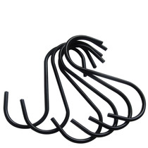  Full black stainless steel large S-shaped hook Portable metal hook(3 packs)