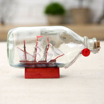  Mediterranean bottle boat model decoration Sailing glass ocean drift bottle Smooth sailing Black Pearl handmade