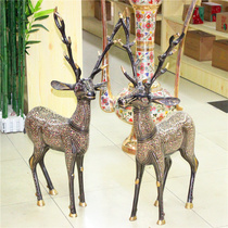 Pakistan bronze handicrafts 40 inch couple Fushou Fugui pair deer festival housewarming gift BT533