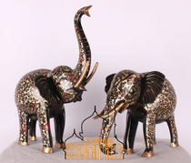 Pakistani handicraft Bronze 20-inch elephant lucky color copper pair elephant