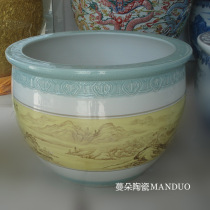 Jingdezhen cultural porcelain large cylinder diameter 90-100cm hand-painted cultural connotation enterprise furnishings hotel large cylinder