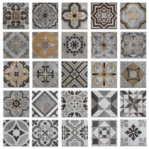 Italian retro cement tile gray tile tile flower slice restaurant geometric antique brick mosaic wall floor tile 200mm