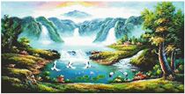 Cross stitch electronic drawings 99 feng shui treasure land Landscape Map 744W * 375H128 color XSD source file