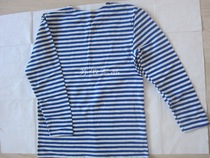 Russian sky blue strip navy shirt sea soul shirt strip long sleeve T-shirt plus velvet version