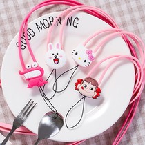 Cartoon Silicone Pendant Lovers Apple Samsung oppo hang neck long rope vivo cute creative girl