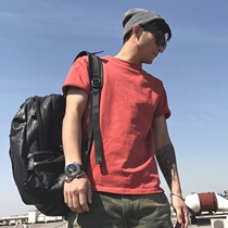 Xu Tailang Retro American Men T-Shirt Short Sleeve Summer Tide Sign Trend Pure Color Loose Half Sleeve Pure Cotton Blouse Man