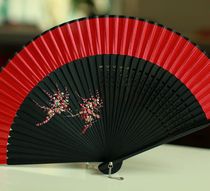 Boutique female fan Japanese style and fan Bamboo handle folding fan Silk hand painted fan Dance fan Cheongsam fan big red