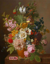 Super clear color cross stitch re drawing drawing source file world famous painting Still Life Flower 6 237 300