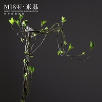 Home Residence Ornament Simulation Witha Vine Small Leafy Vines Can Bend Styling Green Plant Branches Decorative Flowers Sparkling Dry Branch