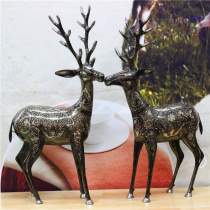 Pakistan bronze handicrafts direct sales bronze sculpture animal 30-inch couple Fushou Fu Gui pair of deer BT528