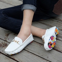 Summer white breathable leather Doudou shoes size 37 small size trendy mens shoes les handsome t European and American casual all-match driving shoes