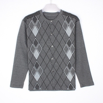 Mens cotton cardigan Qiuyi middle-aged and elderly plus fertilizer XL cotton sweater father King stuck cotton sweaters