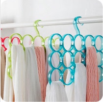 Colorful ten-five ring scarf rack multi-purpose plastic hanger scarf tie hanger adhesive hook silk scarf hanging