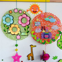 Kindergarten pendant Air decoration Classroom materials Indoor and outdoor corridor DIY handmade cloth paper rope woven pendant