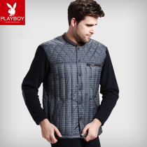 Playboy plus velvet thickened mens middle-aged and elderly 60-year-old cardigan autumn and winter 70 down warm clothing underwear set