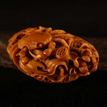 Handmade new "windfall" Zhoushan olive walnut carving single seed Su Gong carving collection