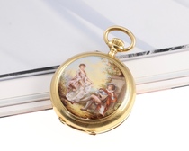In the middle of the 19th century 18K gold enamel antique pocket watch advanced private customized letter escort flower BR combination